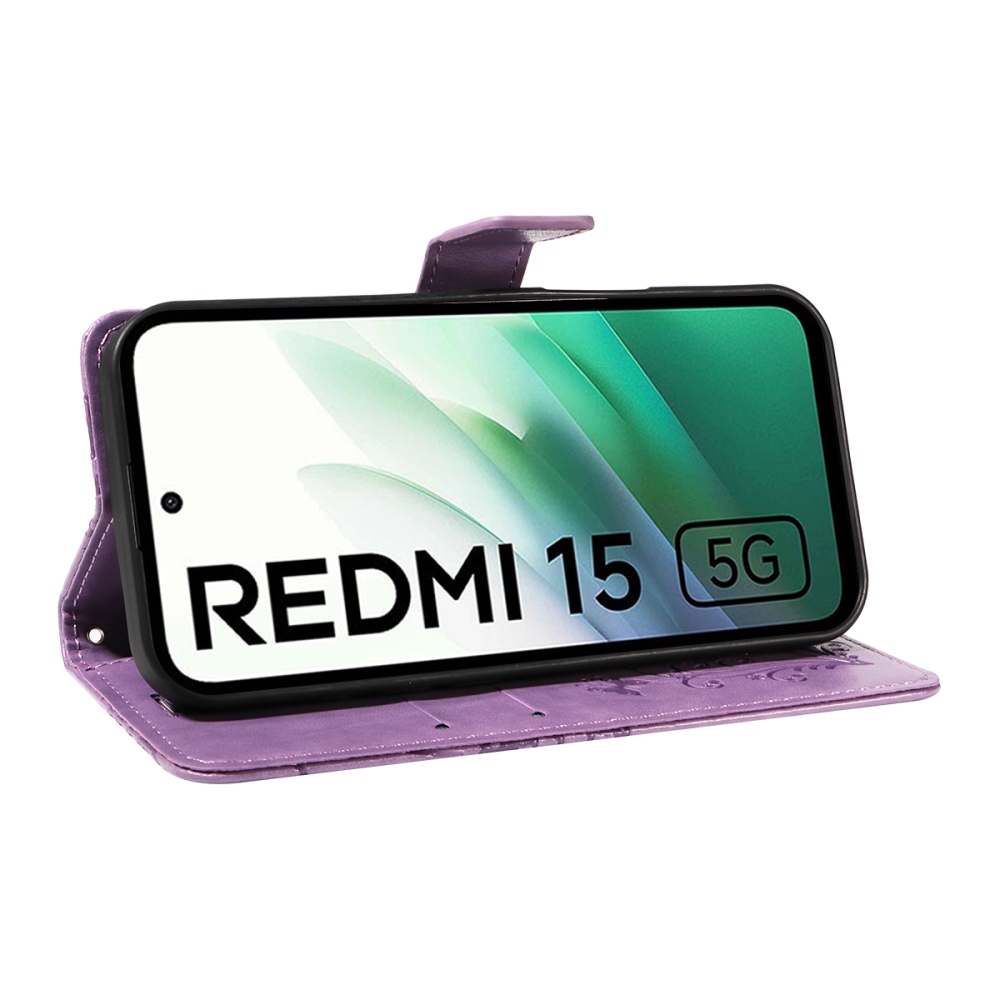 Big Butterfly knižkové púzdro na Xiaomi Redmi 15 4G (171mm) - fialové