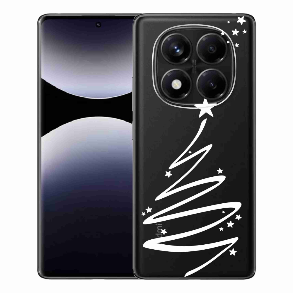 Gélový kryt mmCase na Xiaomi Redmi Note 14 Pro - biely stromček na priehľadnom pozadí
