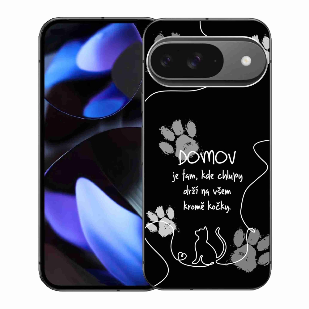 Gélový kryt mmCase na Google Pixel 9/9 Pro - mačacie motív čierne pozadie