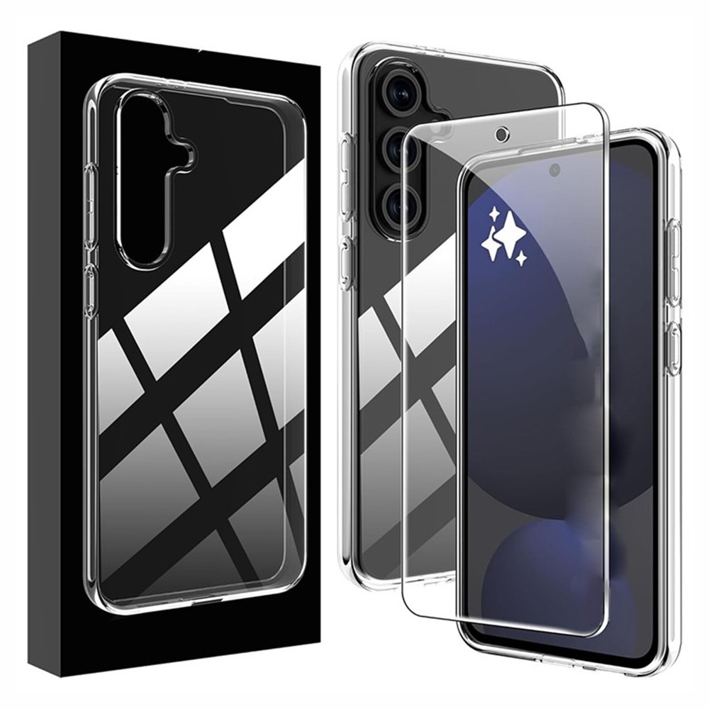Arc priehľadný gélový obal + 2.5D tvrdené sklo na Samsung Galaxy S25 FE - priehľadný