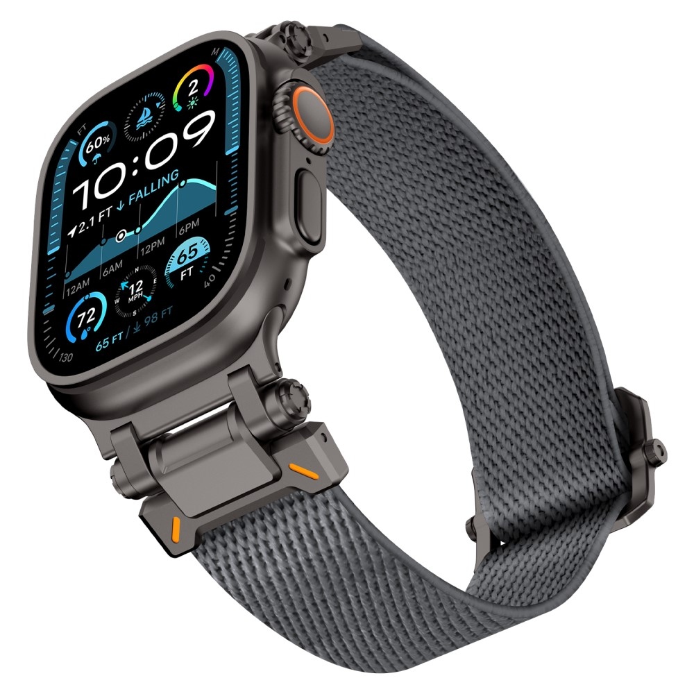 Metal nylonový remienok na Apple Watch Ultra/Ultra 2 49mm/SE/SE 2022/2023 44mm/10 46mm/9/8/7 45mm/6/5/4 44mm/3/2/1 42 mm - sivý