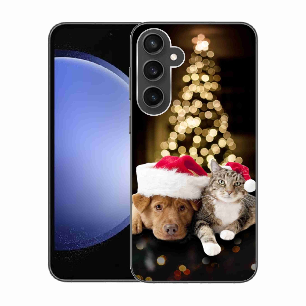 Gélový kryt mmCase na Samsung Galaxy S23 FE - vianočný pes a mačka