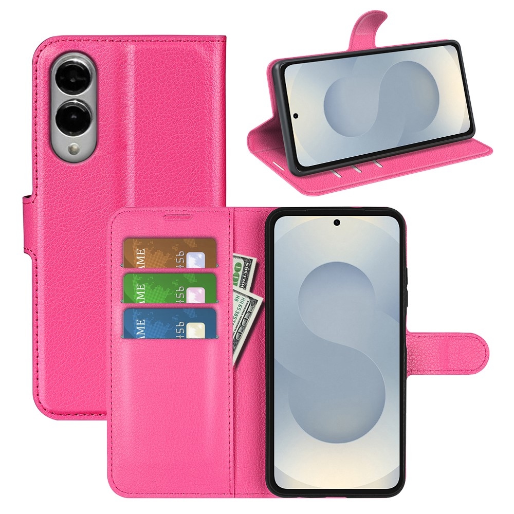 Litchi knižkové púzdro na Samsung Galaxy S25 Edge - rose