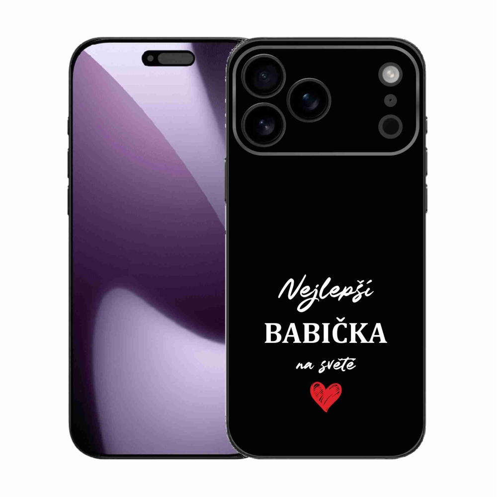 Gélový kryt mmCase na iPhone 17 Pro Max - najlepšia babička 1 čierne pozadie