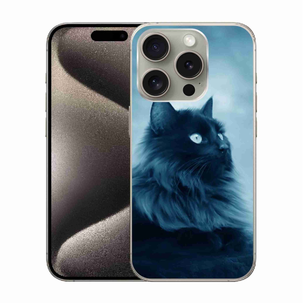 Gélový obal mmCase na iPhone 15 Pro - čierna mačka 1