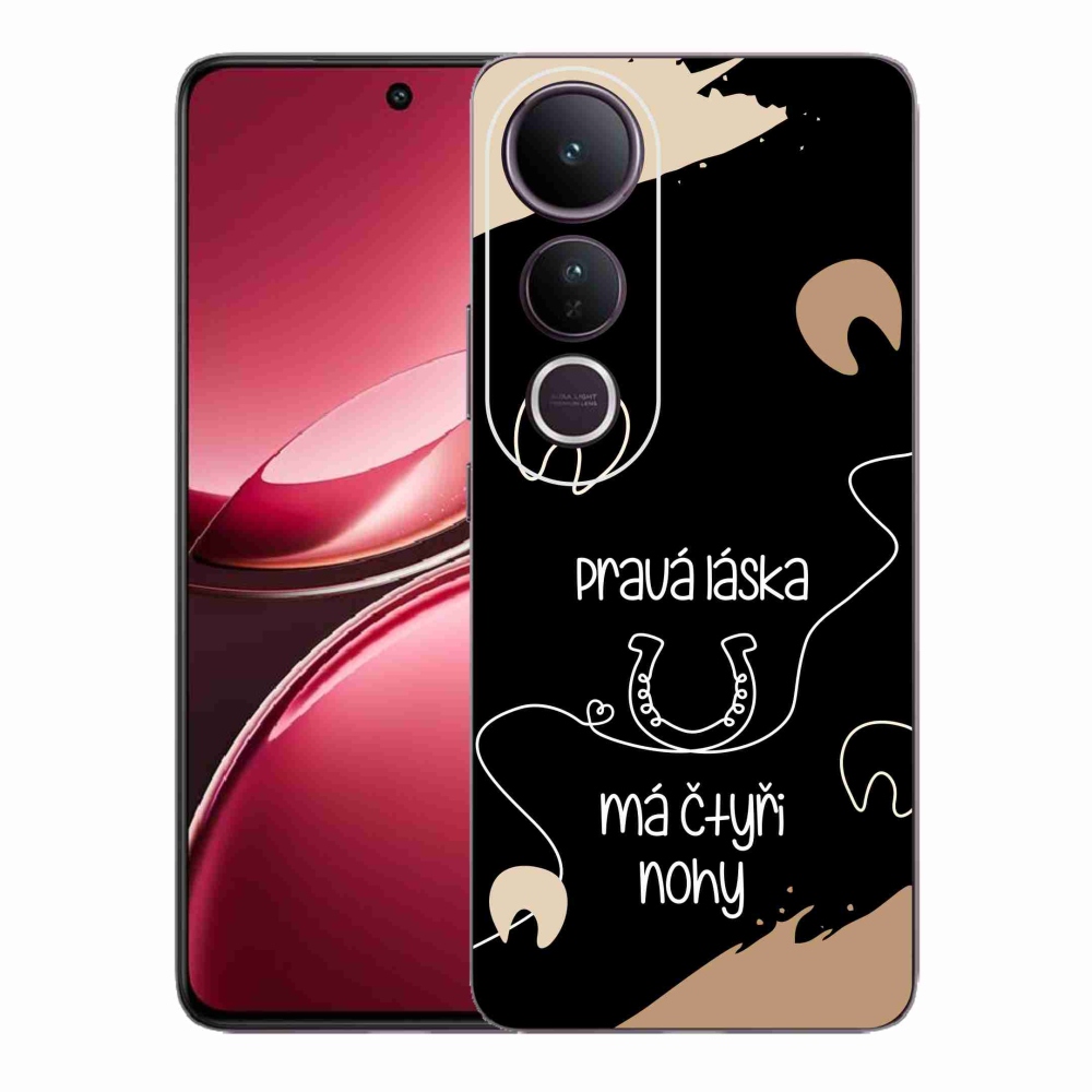 Gélový kryt mmCase na Vivo V50 Lite 4G/5G - konský motív čierne pozadie