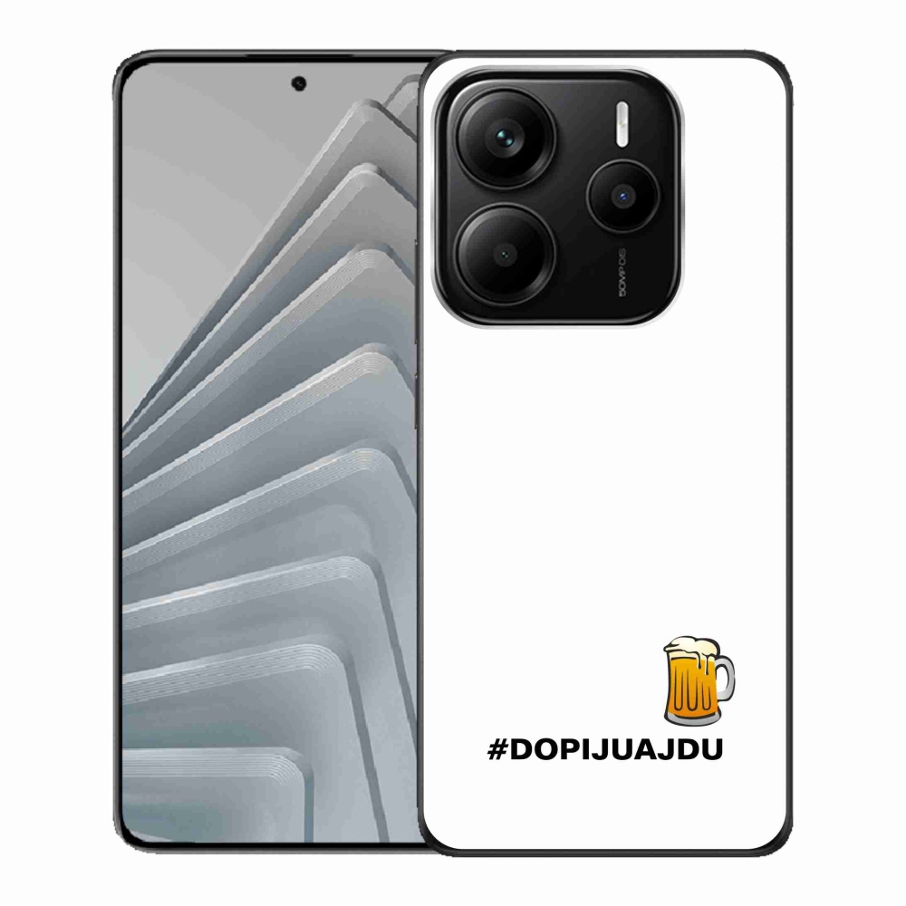 Gélový kryt mmCase na Xiaomi Redmi Note 14 5G - pivný motív 1 biele pozadie