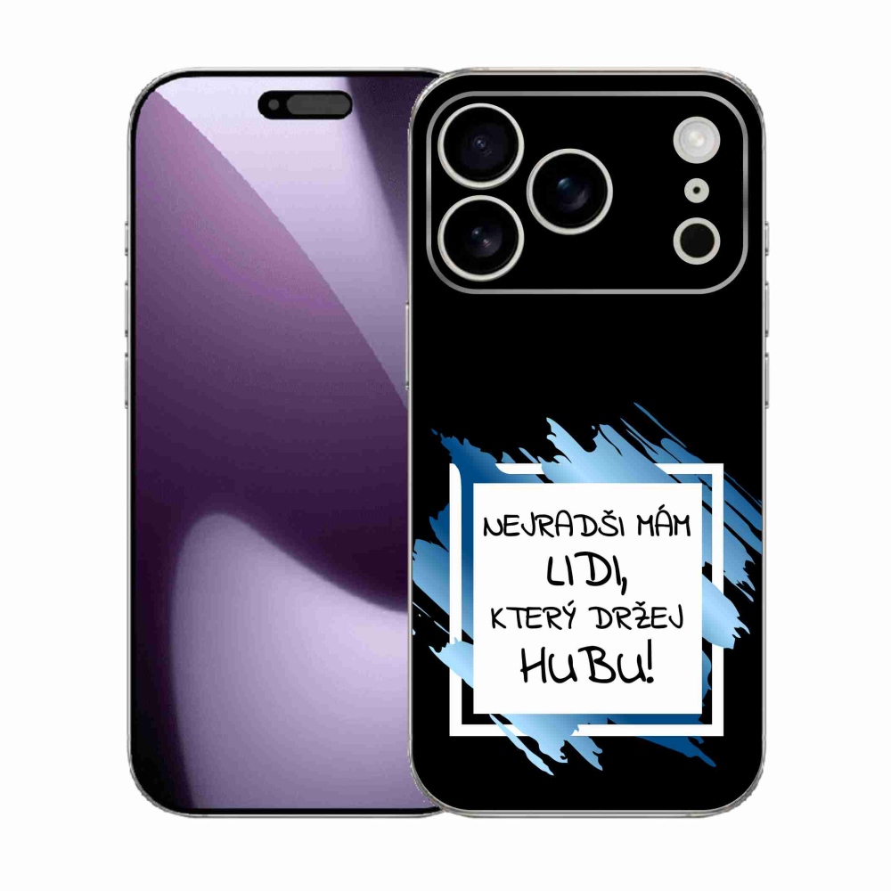 Gélový kryt mmCase na iPhone 17 Pro - vtipný text 7 bieločierne pozadie