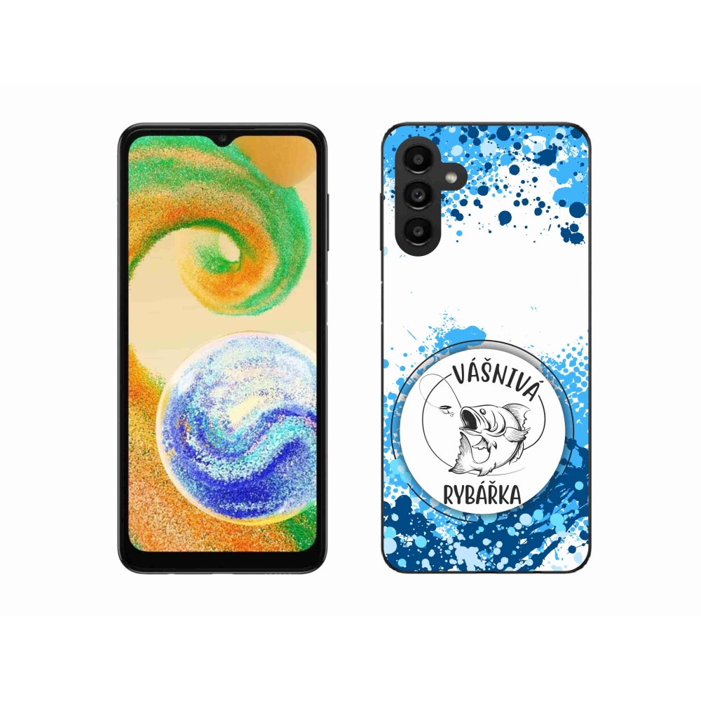 Gélový kryt mmCase na Samsung Galaxy A04s (164.7x76.7x9.1mm) - vášnivá rybárka biele pozadie