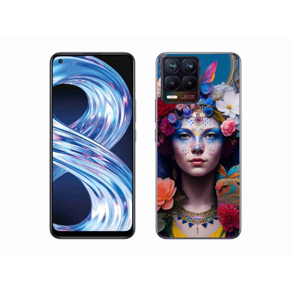 Gélový kryt mmCase na Realme 8 Pro - žena s kvetinami