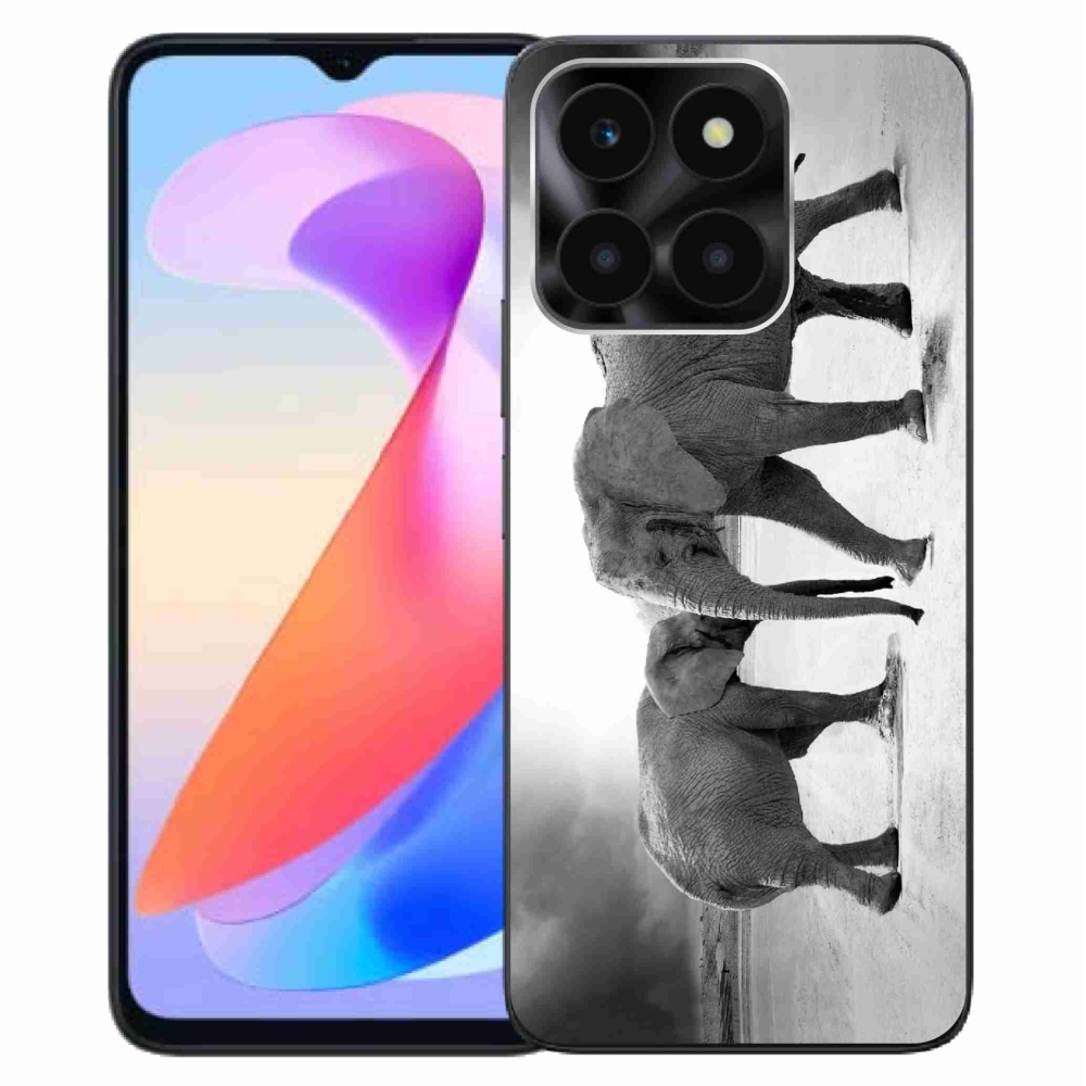 Gélový kryt mmCase na Honor X6a - čiernobieli slony