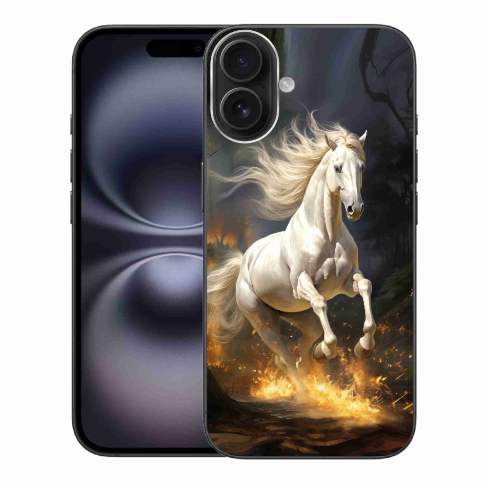 Gélový kryt mmCase na iPhone 16 Plus - biely kôň 2