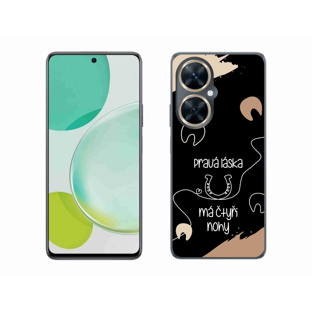 Gélový kryt mmCase na Huawei Nova 11i - konský motív čierne pozadie