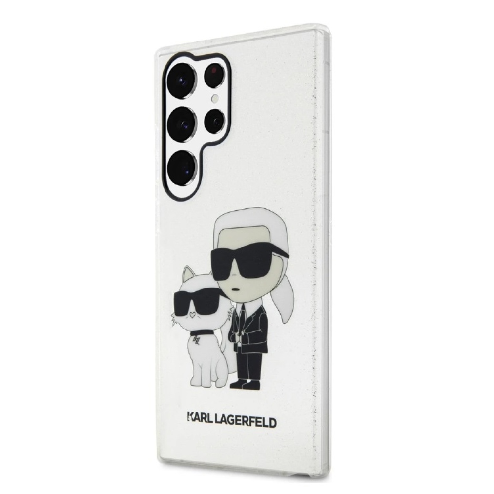Karl Lagerfeld IML Glitter Karl and Choupette NFT kryt pre Samsung Galaxy S23 Ultra číry