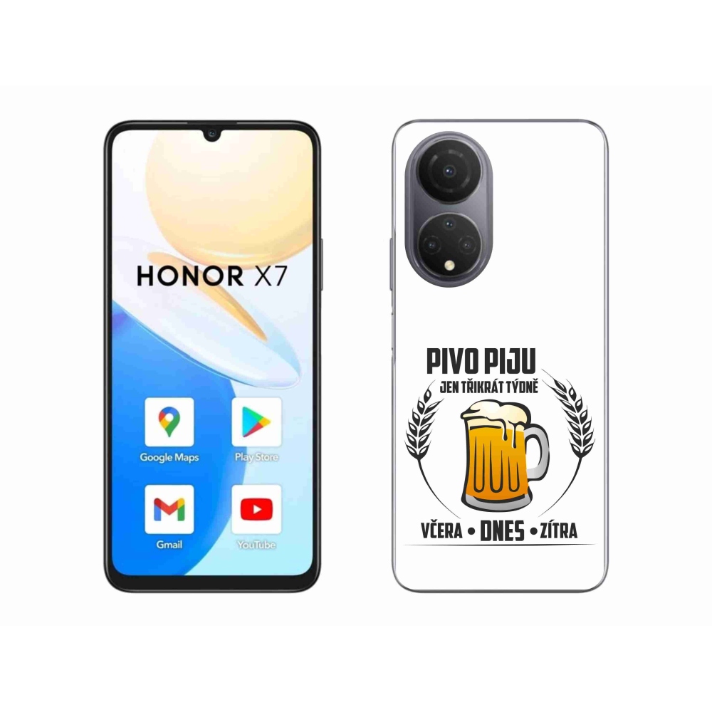 Gélový kryt mmCase na Honor X7 - pivný motív biele pozadie