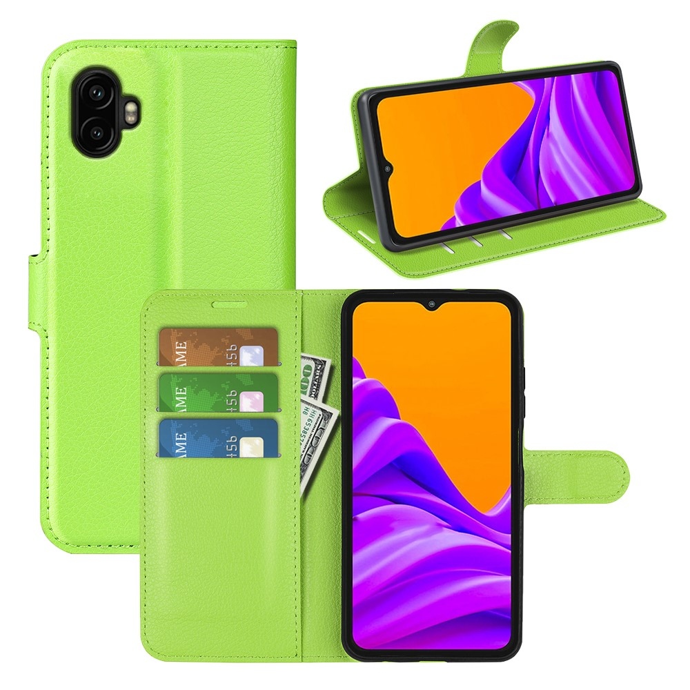 Litchi knižkové púzdro na Samsung Galaxy Xcover 7 Pro - zelené
