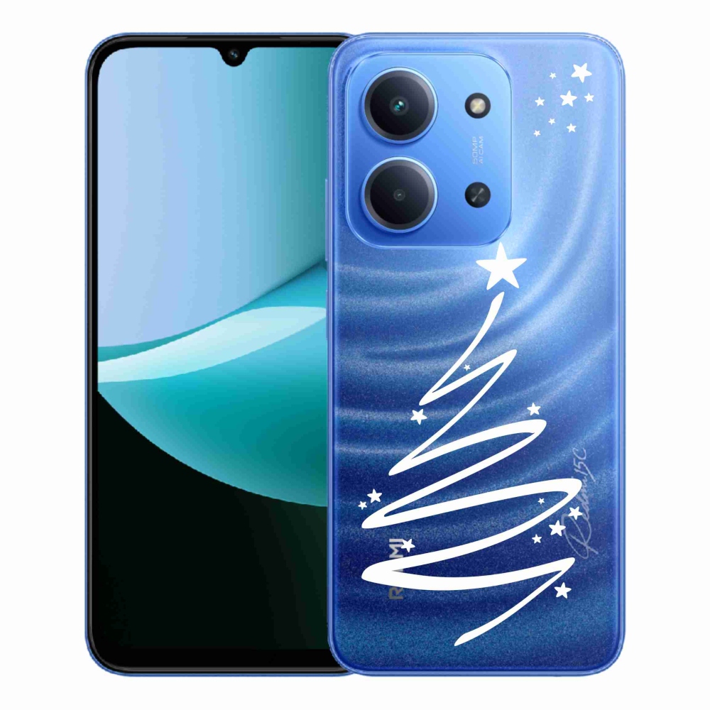 Gélový kryt mmCase na Xiaomi Redmi 15C 4G/5G (173mm) - biely stromček na priehľadnom pozadí