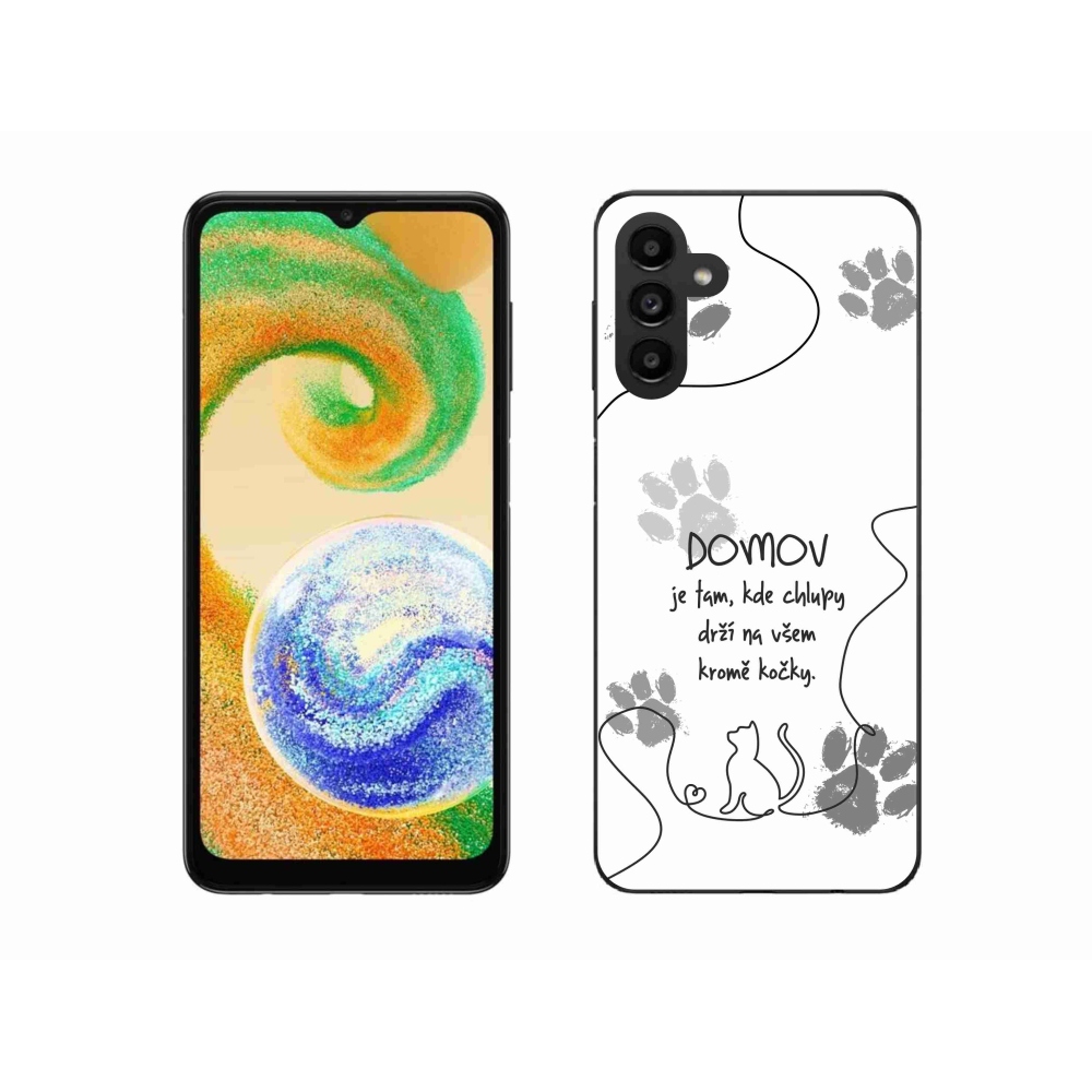 Gélový kryt mmCase na Samsung Galaxy A04s (164.7x76.7x9.1mm) - mačacie motív biele pozadie