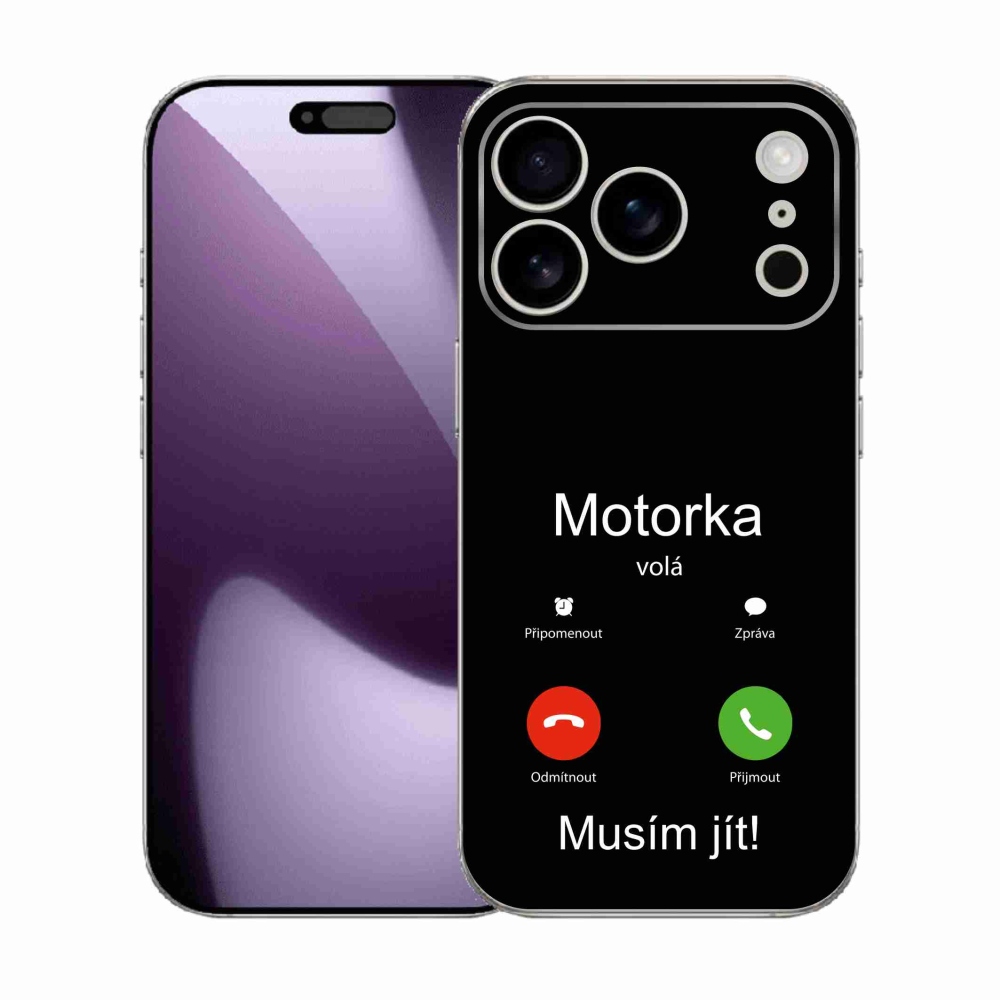Gélový kryt mmCase na iPhone 17 Pro - motorka volá čierne pozadie