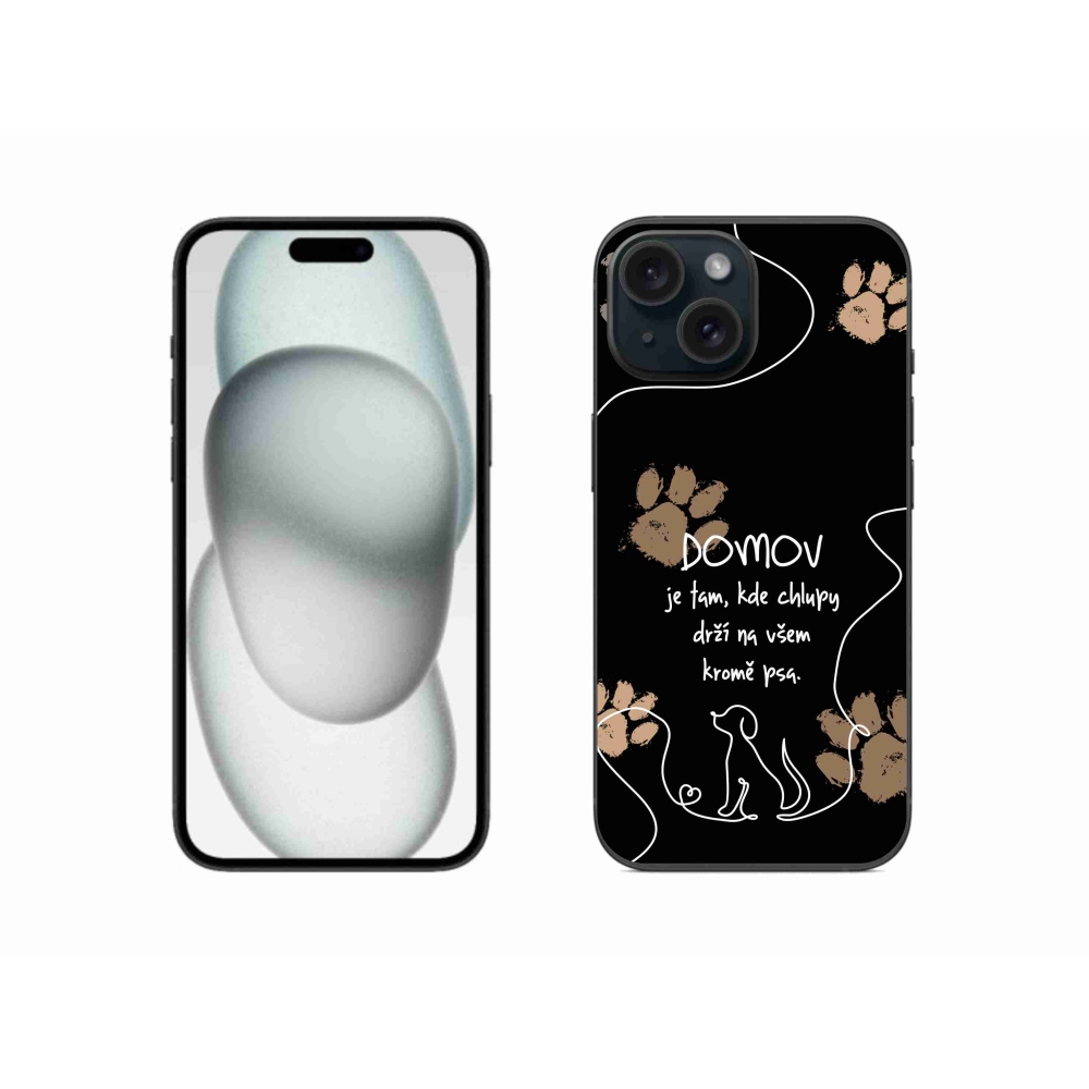 Gélový kryt mmCase na iPhone 15 - psí motív čierne pozadie
