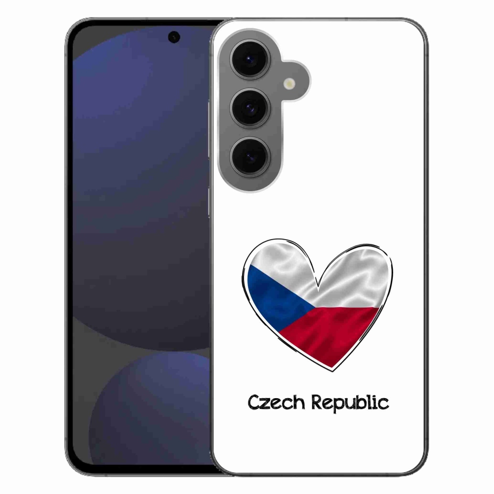 Gélový kryt mmCase na Samsung Galaxy S24 FE - vlajka srdca biele pozadie
