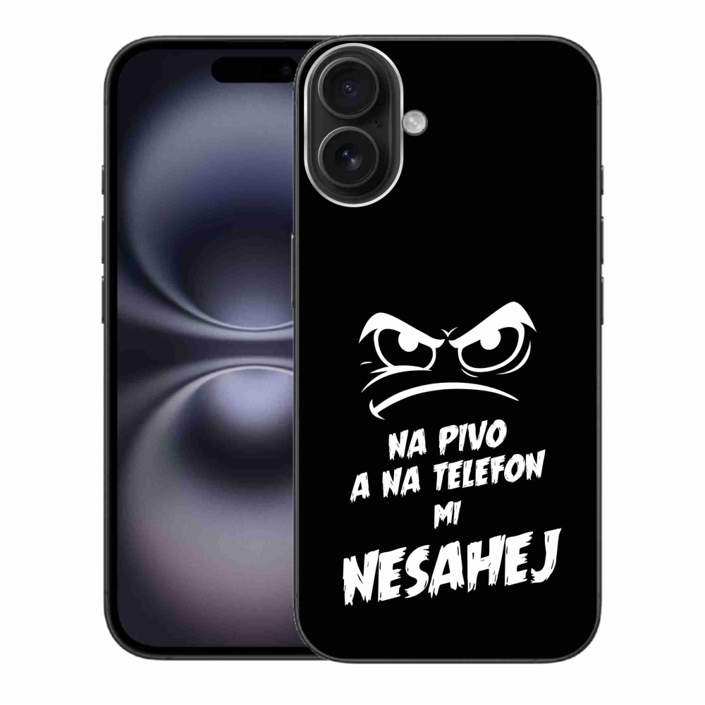 Gélový kryt mmCase na iPhone 16 Plus - pivný motív 2 čierne pozadie