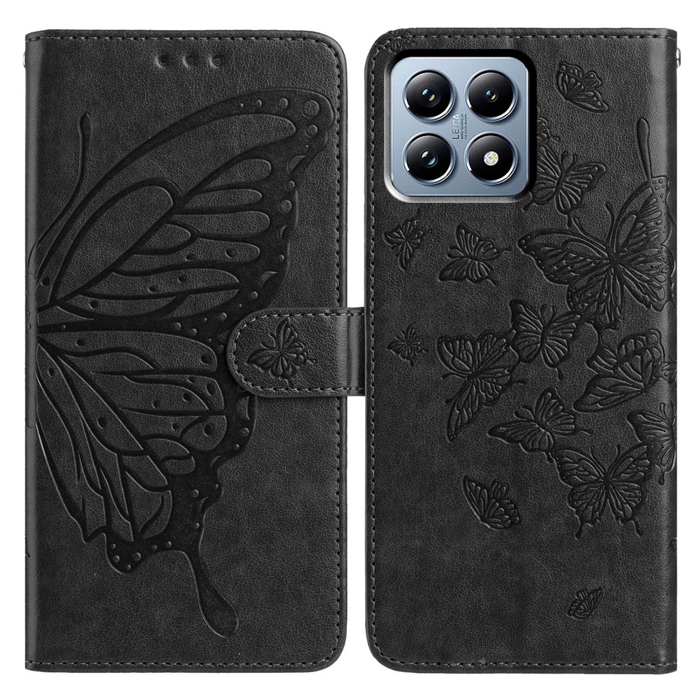 Floral Butterfly knižkové púzdro na Xiaomi 15T Pro - čierne