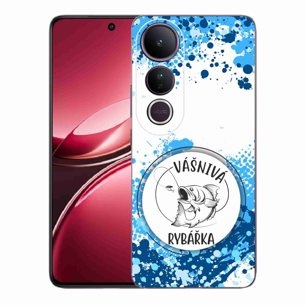 Gélový kryt mmCase na Vivo V50 Lite 4G/5G - vášnivá rybárka biele pozadie