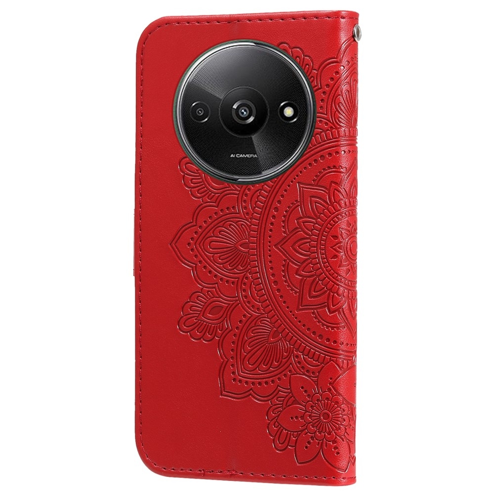 Mandala knižkové púzdro na Xiaomi Redmi A3 - červené