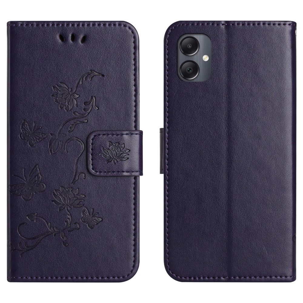 Flower knižkové púzdro na Samsung Galaxy A07 4G - tmavofialové