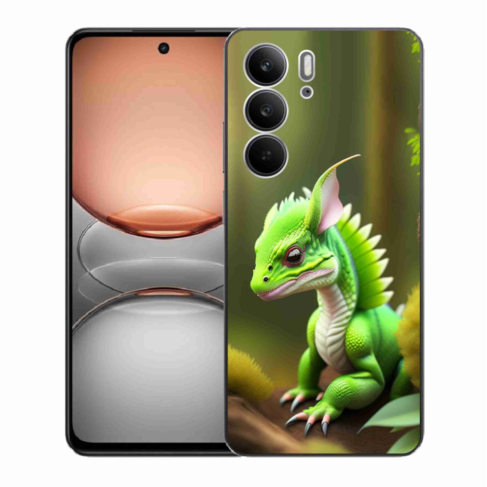 Gélový kryt mmCase na Realme C75 - zelený dráčik