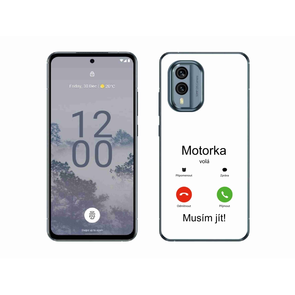 Gélový kryt mmCase na Nokia X30 5G - motorka volá biele pozadie