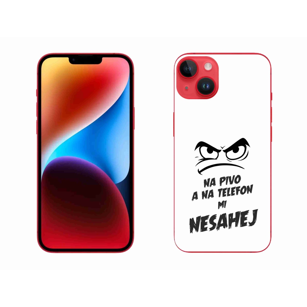 Gélový kryt mmCase na iPhone 14 Plus - pivný motív 2 biele pozadie