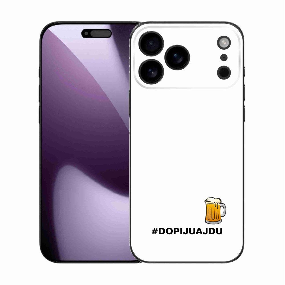 Gélový kryt mmCase na iPhone 17 Pro Max - pivný motív 1 biele pozadie