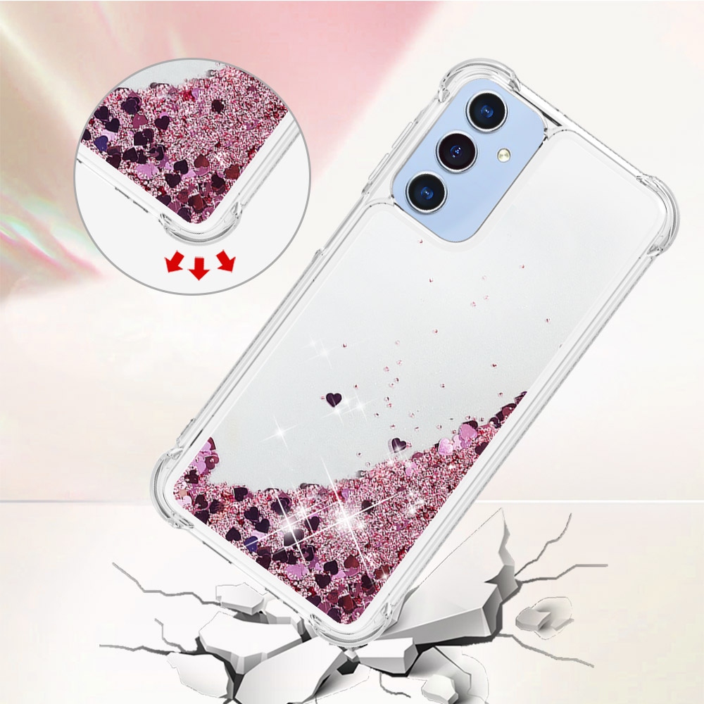 Glitter presýpacie gélový obal na Samsung Galaxy A17 5G - ružovozlatý/srdiečka