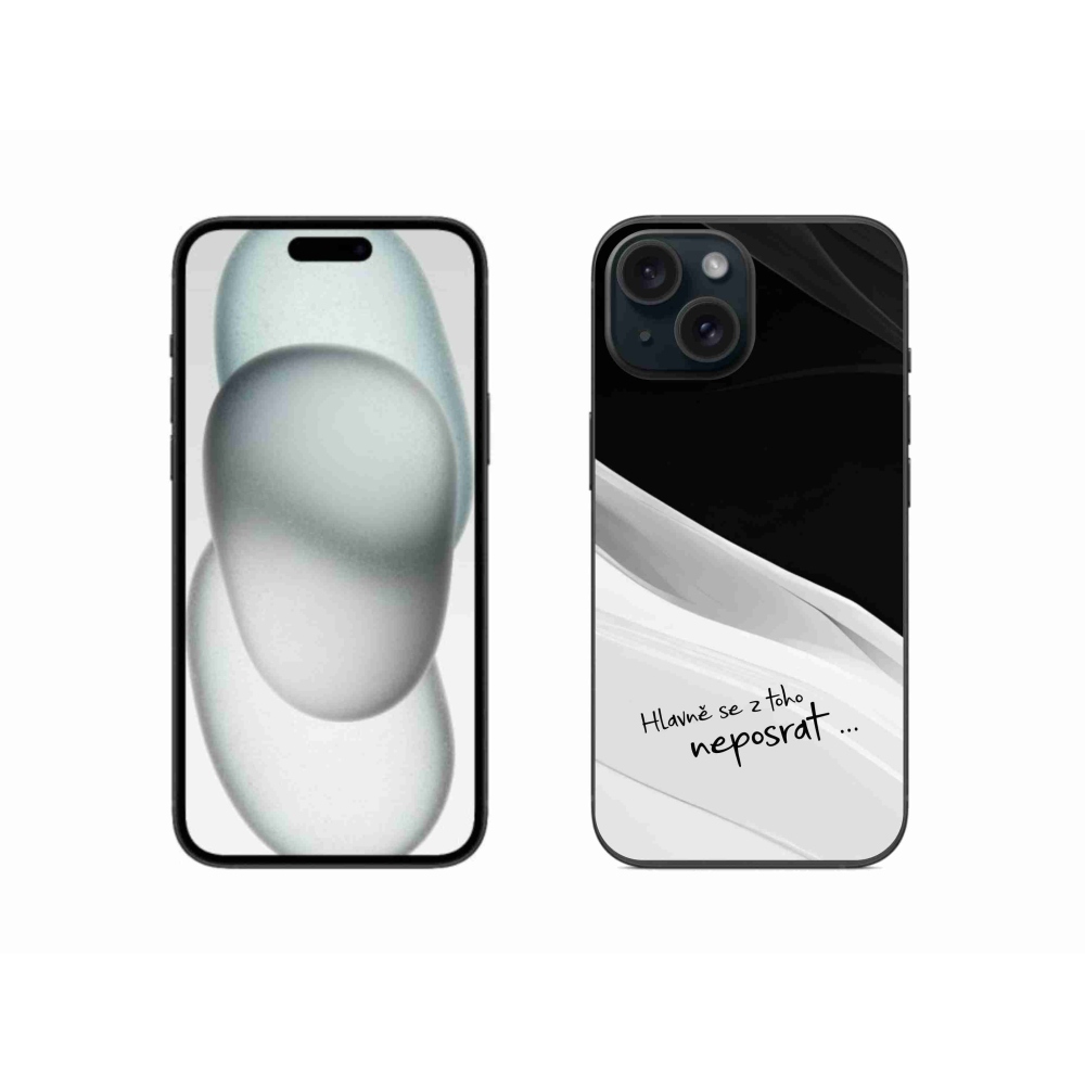 Gélový kryt mmCase na iPhone 15 - vtipný text 13 bieločierne pozadie