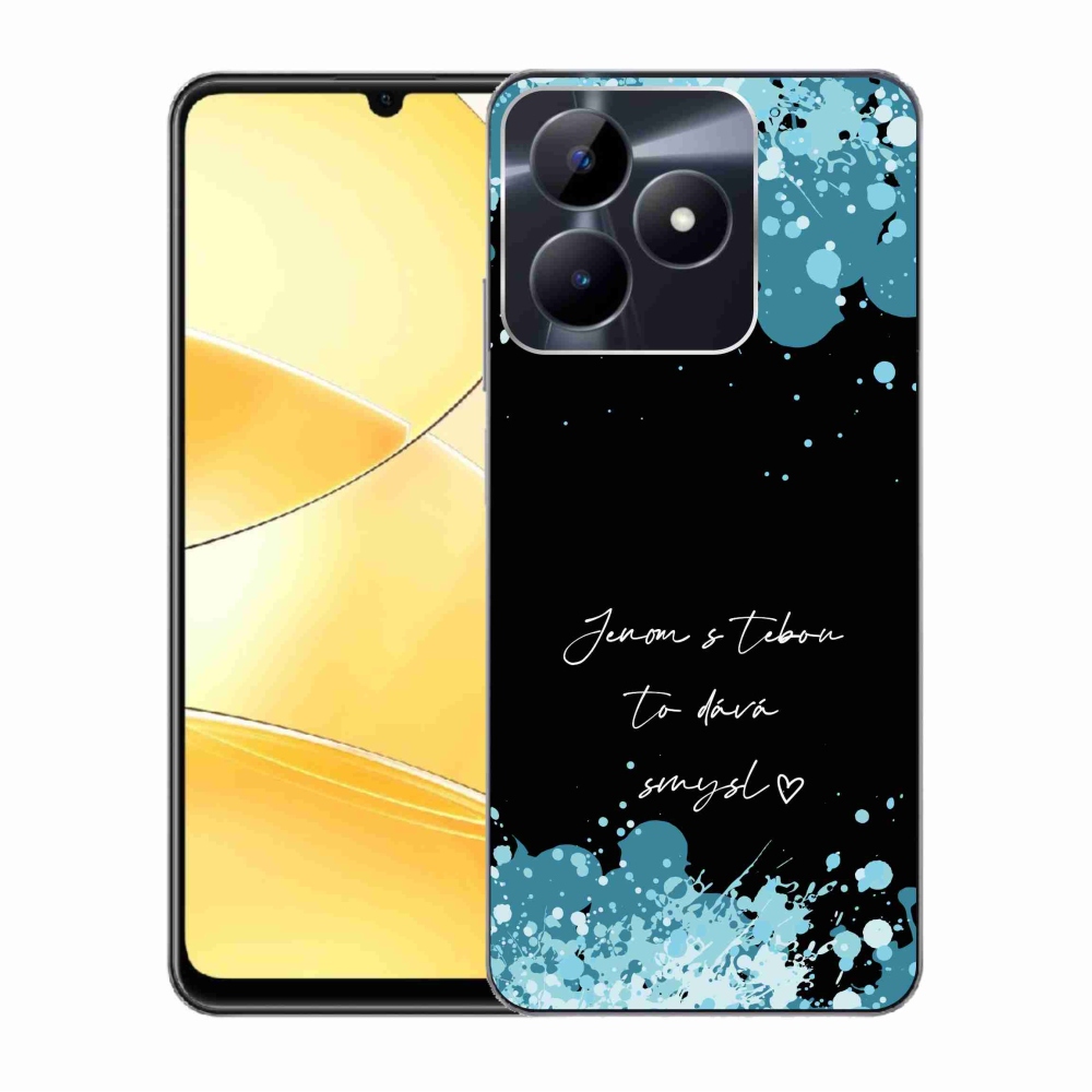 Gélový kryt mmCase na Realme C51/C53 - zamilovaný text čierne pozadie