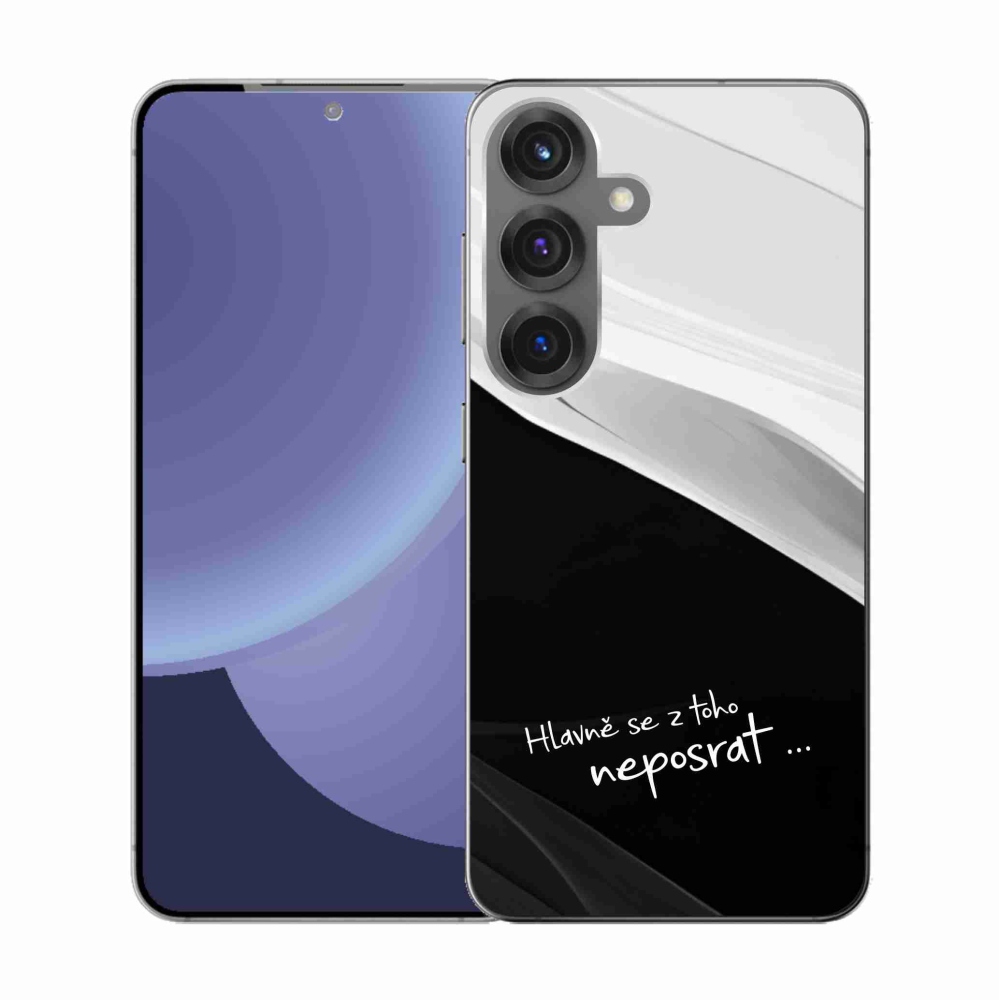 Gélový kryt mmCase na Samsung Galaxy S25 - vtipný text 13 čiernobiele pozadie