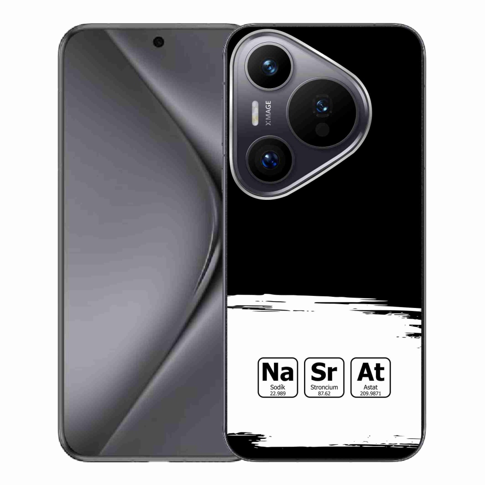 Gélový kryt mmCase na Huawei Pura 70 Pro - chemické prvky bieločierne pozadie