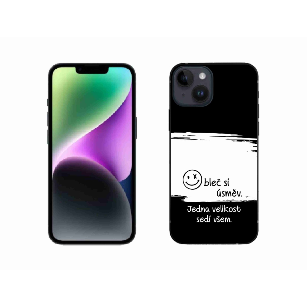 Gélový kryt mmCase na iPhone 14 - vtipný text 8 bieločierne pozadie