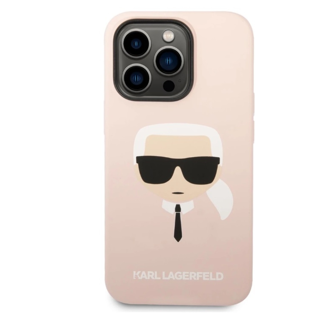 Karl Lagerfeld Liquid Silicone Karl Head kryt iPhone 14 Pro Max ružový