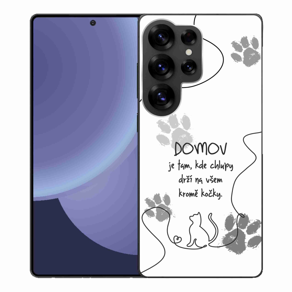 Gélový kryt mmCase na Samsung Galaxy S25 Ultra - mačacie motív biele pozadie