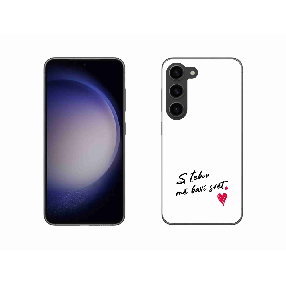 Gélový kryt mmCase na Samsung Galaxy S23 5G - zamilovaný text 1 biele pozadie