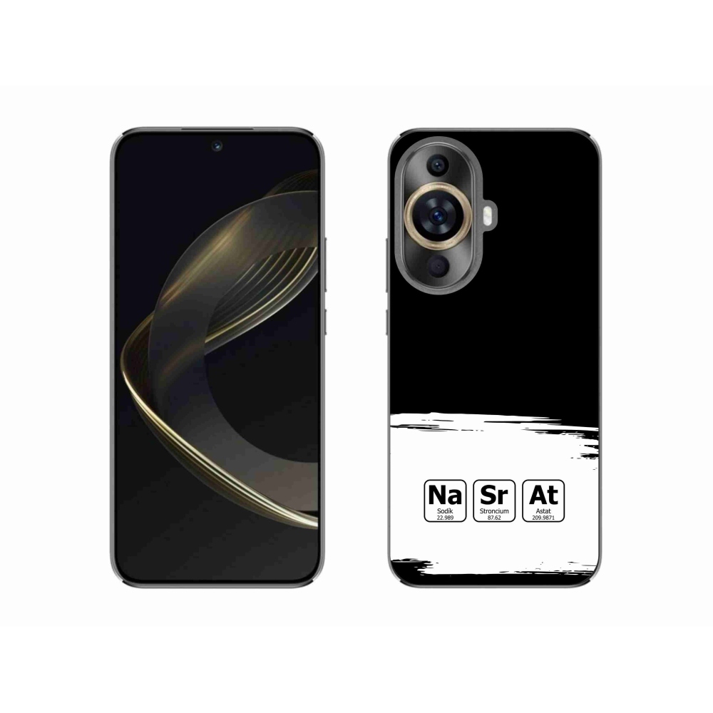 Gélový kryt mmCase na Huawei Nova 11 - chemické prvky bieločierne pozadie