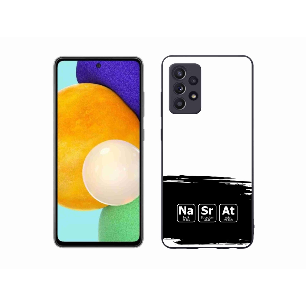 Gélový kryt mmCase na Samsung Galaxy A52s 5G - chemické prvky čiernobiele pozadie