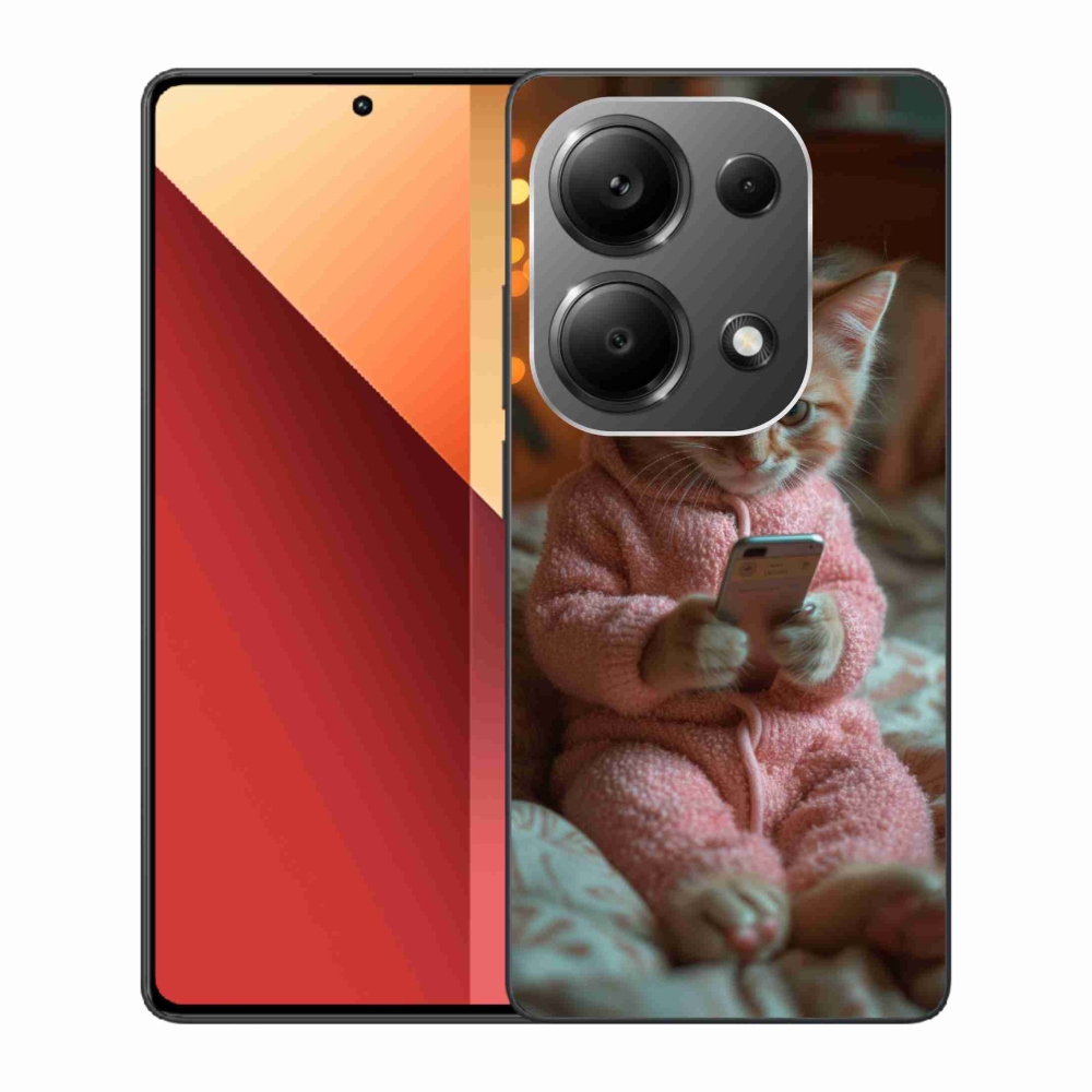 Gélový kryt mmCase na Xiaomi Redmi Note 13 Pro 4G/Poco M6 Pro - mačiatko s mobilom