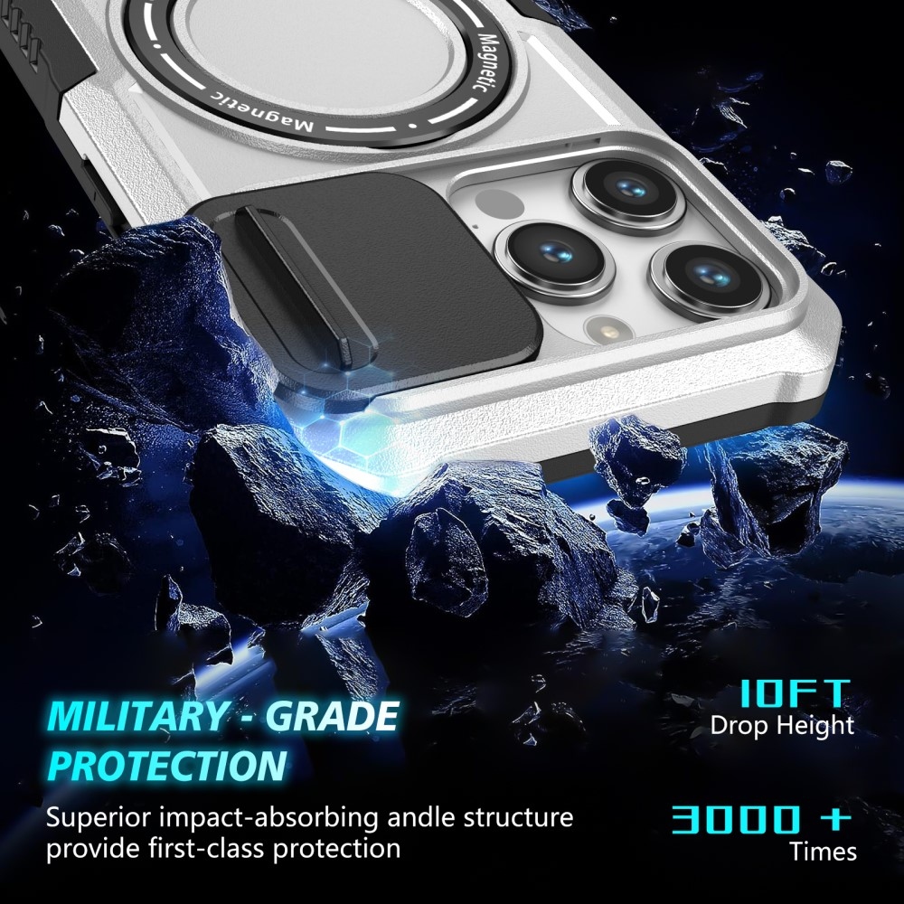 Military odolný kryt s MagSafe na iPhone 14 Pro Max - čierny/biely