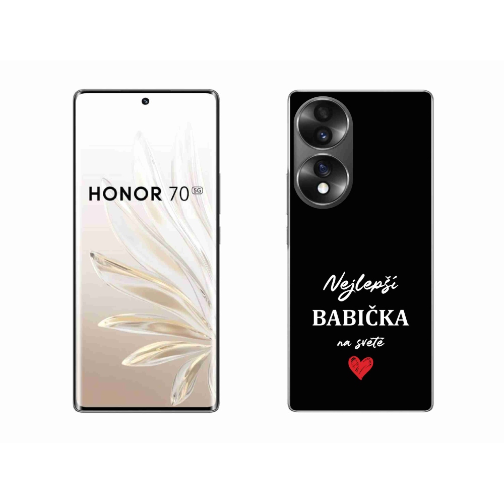 Gélový kryt mmCase na Honor 70 - najlepšia babička 1 čierne pozadie