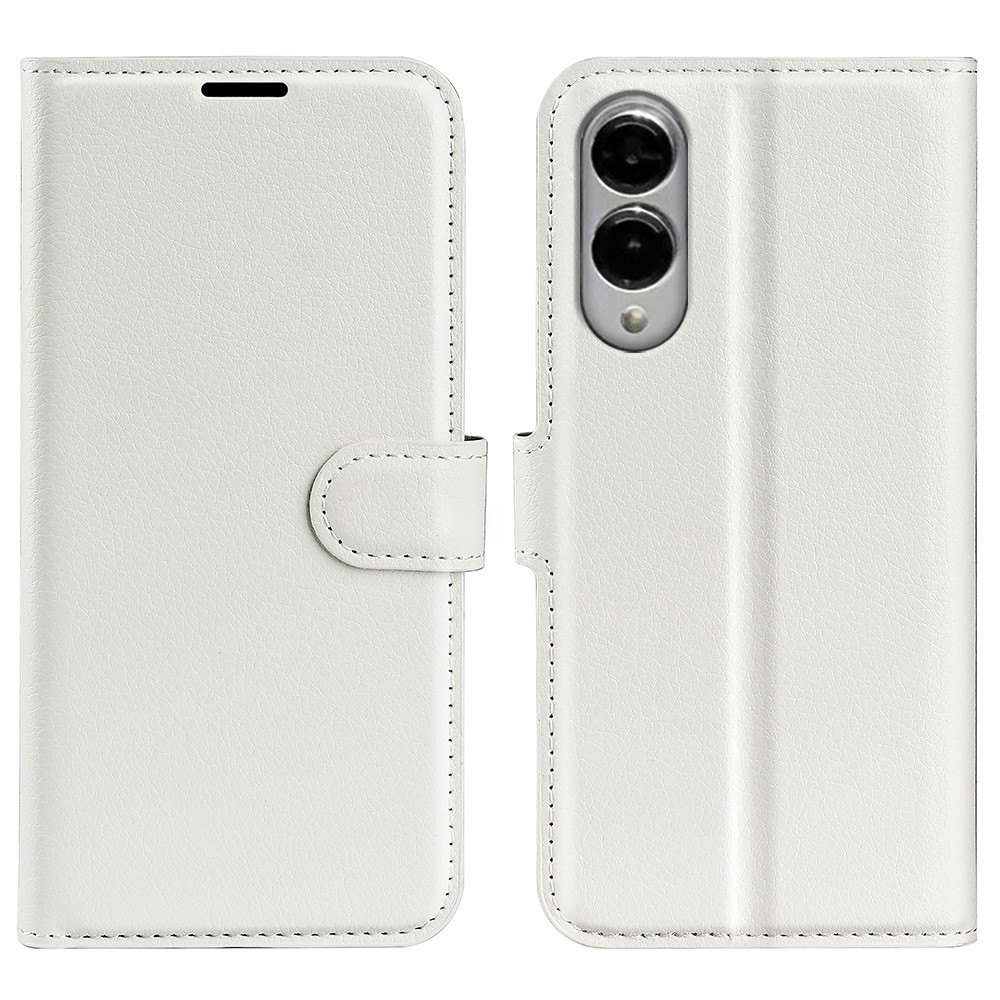 Litchi knižkové púzdro na Samsung Galaxy S25 Edge - biele
