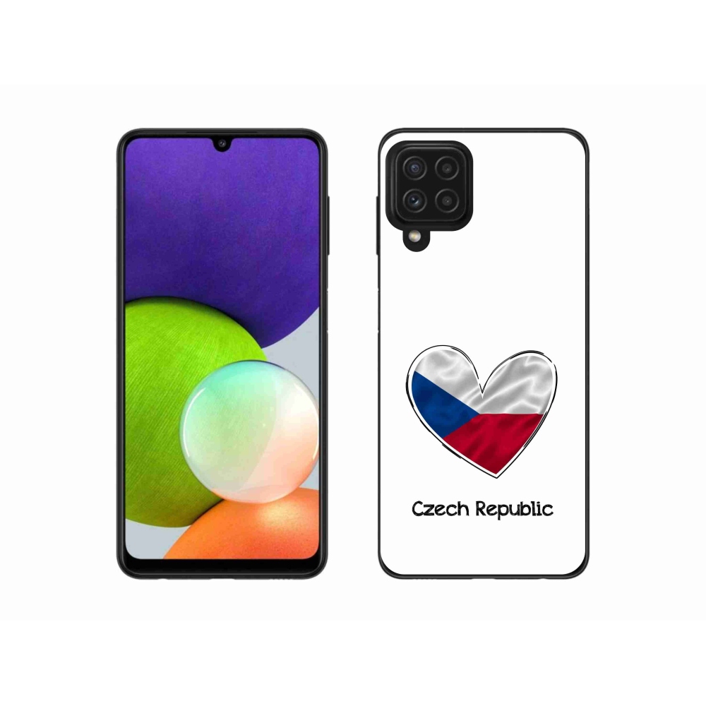 Gélový kryt mmCase na Samsung Galaxy A22 4G - vlajka srdca biele pozadie